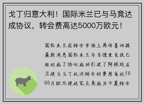 戈丁归意大利！国际米兰已与马竞达成协议，转会费高达5000万欧元！